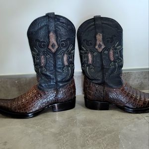 Boots men brown 100% leather cocodrilo belly